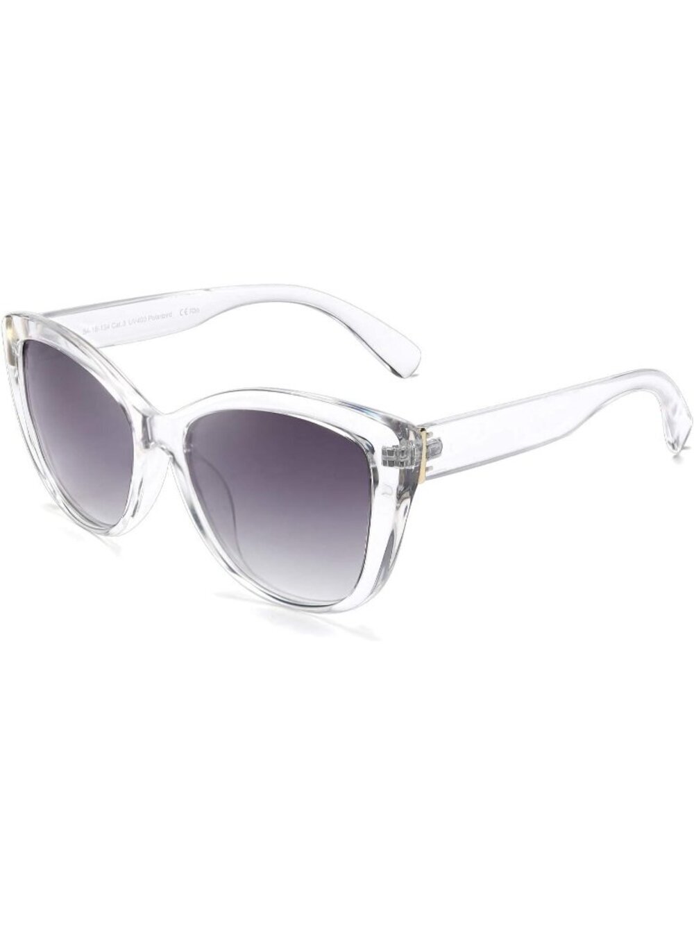 Women's Clear White Polarized Vintage Sunglass American Square Jackie O Cat Eye